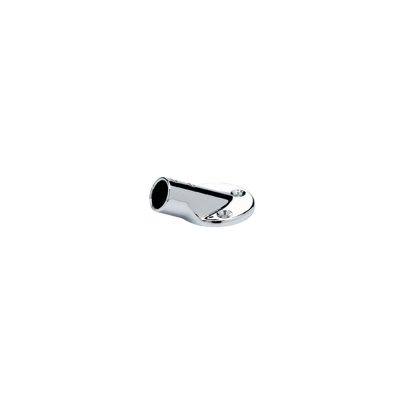 Round Base Rail Fitting For 7/8in OD Tubing, Chrome Plated, 30º