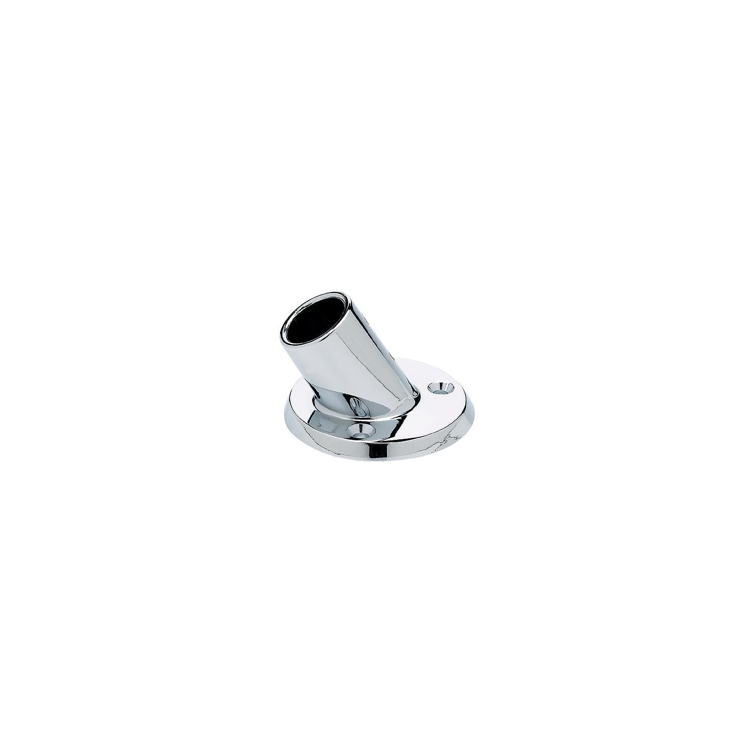 Round Base Rail Fitting For 7/8in OD Tubing, Chrome Plated, 60º