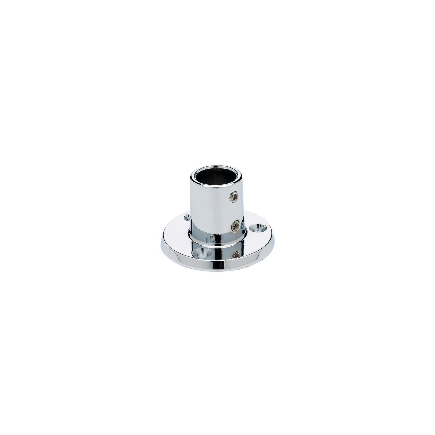 Round Base Rail Fitting For 7/8in OD Tubing, Chrome Plated, 90º