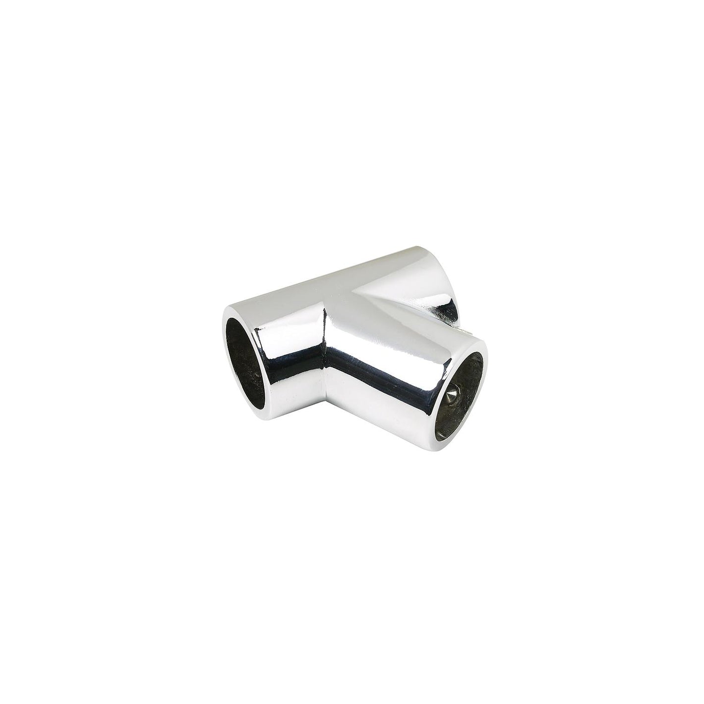 Rail Fitting Tee for 7/8in OD Tubing, Chrome Plated, 60º