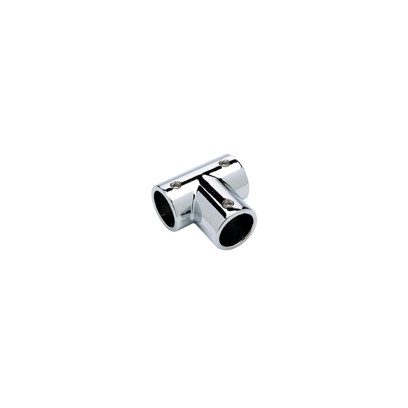 Rail Fitting Tee for 7/8in OD Tubing, Chrome Plated, 90º