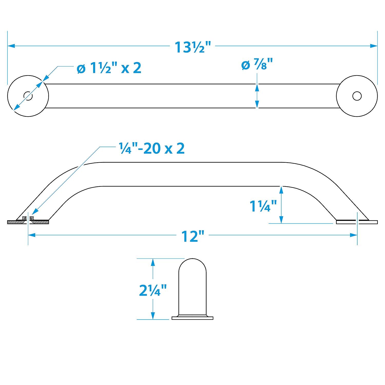 Stainless Steel Hand Rail, 12in
