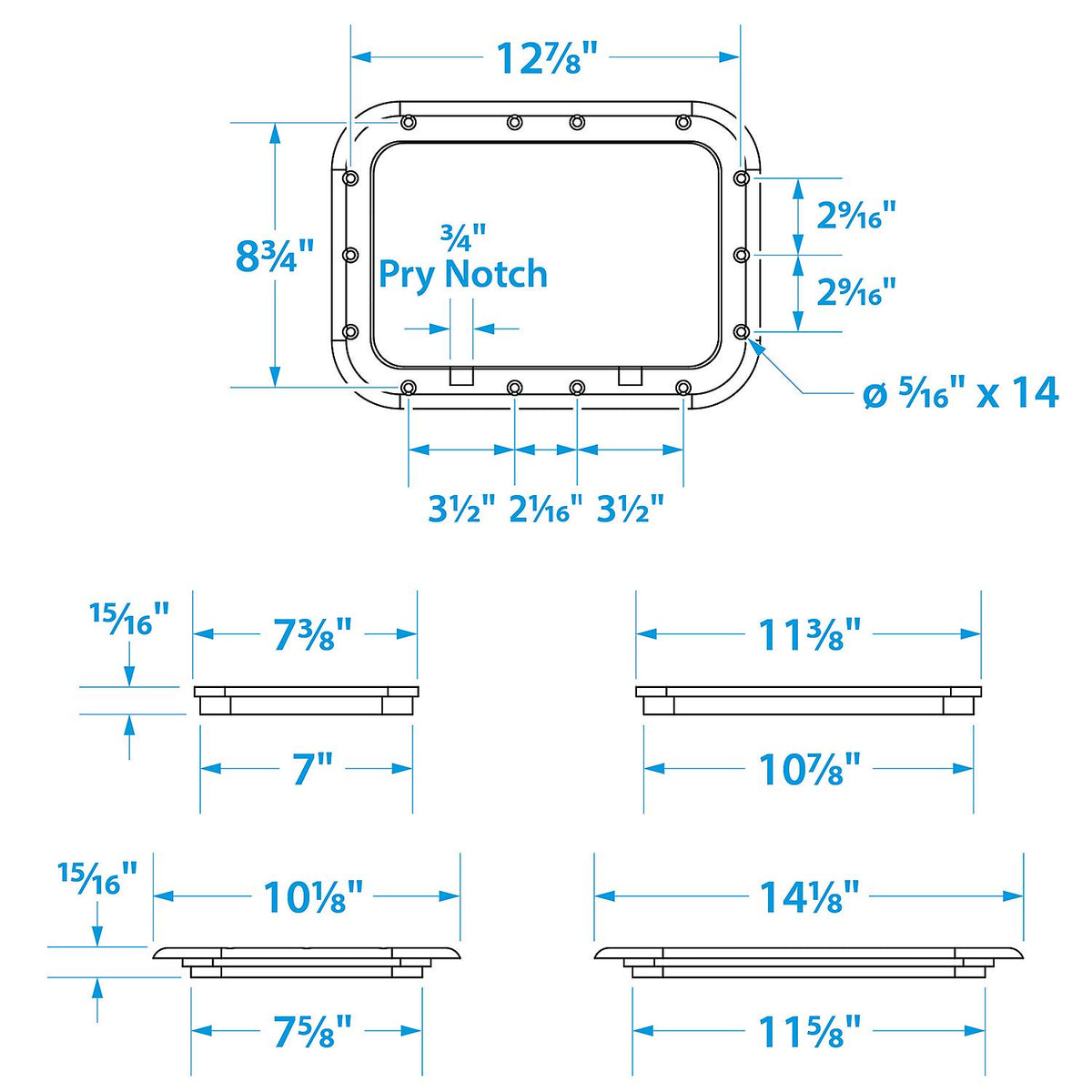 Polypropylene 7in x 11in ID Pry-Out Type Hatch-White