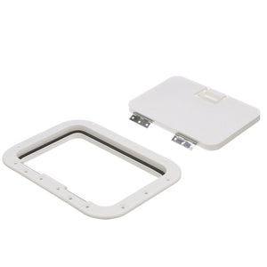 Polypropylene 7in x 11in ID Hatch w/ Molded in 100º Stainless Steel Hinge