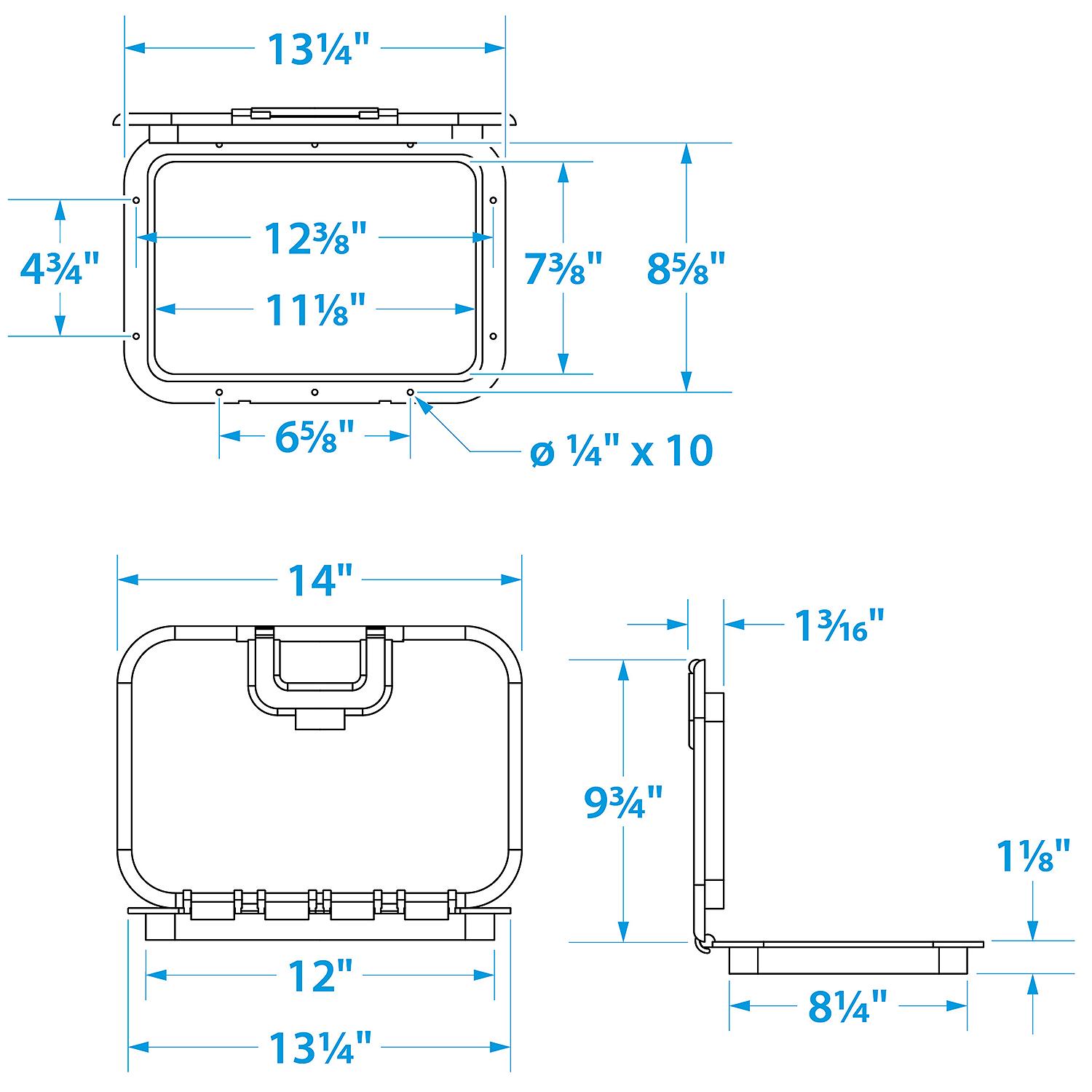 Polypropylene Offshore Hatch - 7-3/8in x 11-1/8in - White
