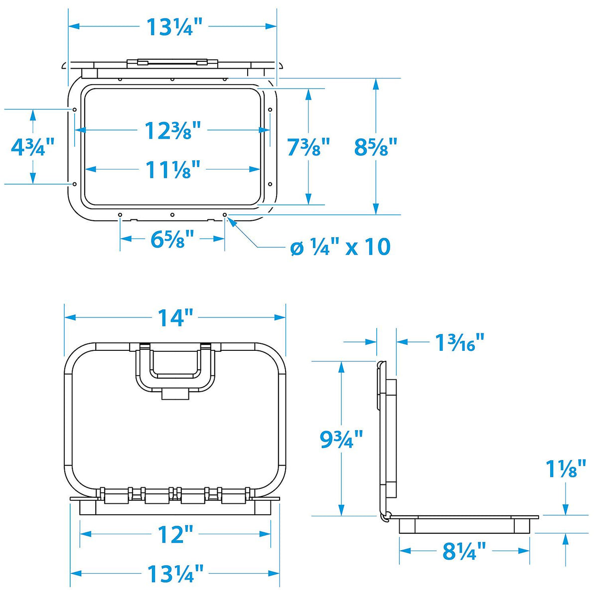 Polypropylene Offshore Hatch - 7-3/8in x 11-1/8in - White