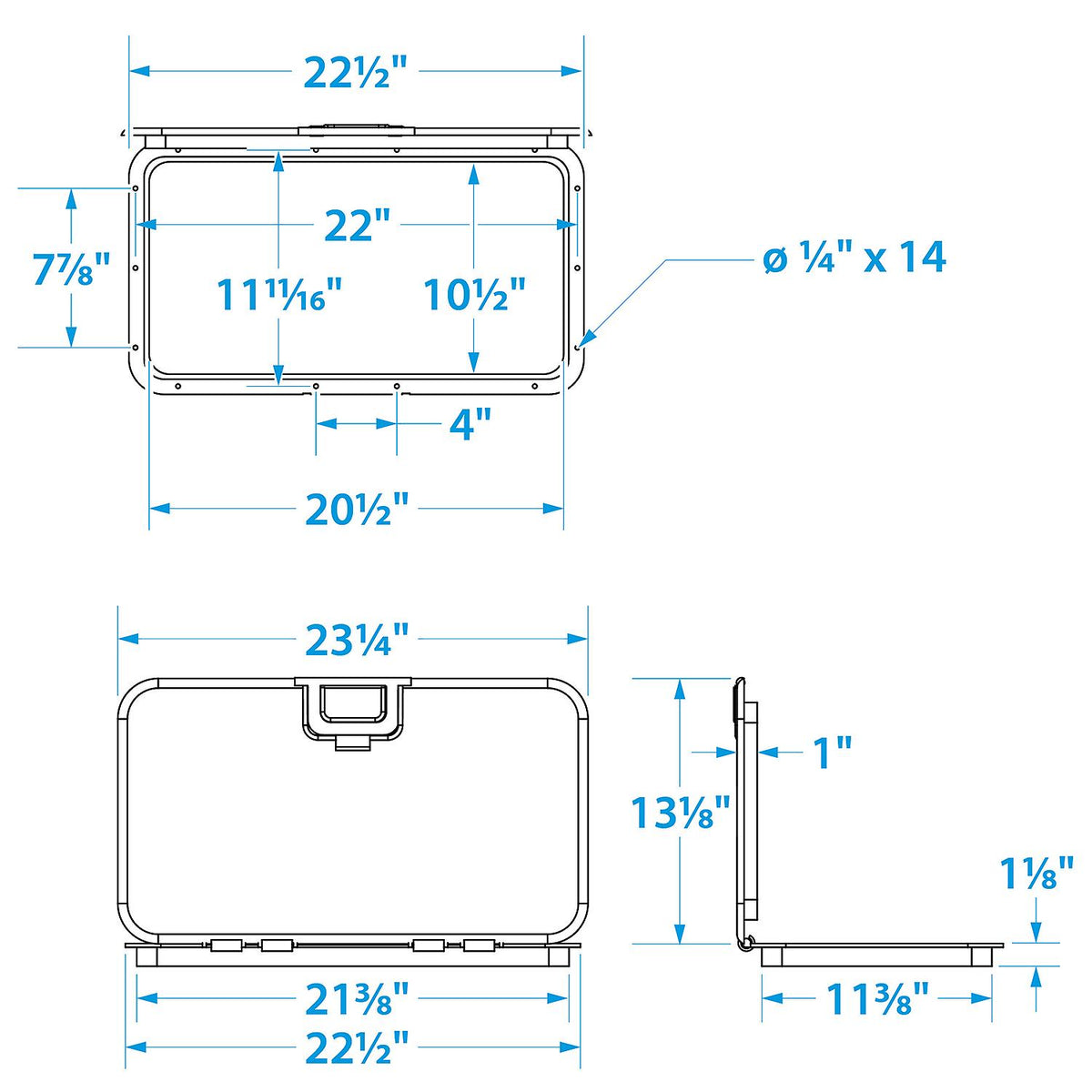 Polypropylene Offshore Hatch - 10-3/8in x 20-1/2in - White