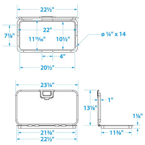 Polypropylene Offshore Hatch - 10-3/8in x 20-1/2in - White