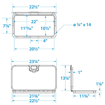 Polypropylene Offshore Hatch - 10-3/8in x 20-1/2in - White