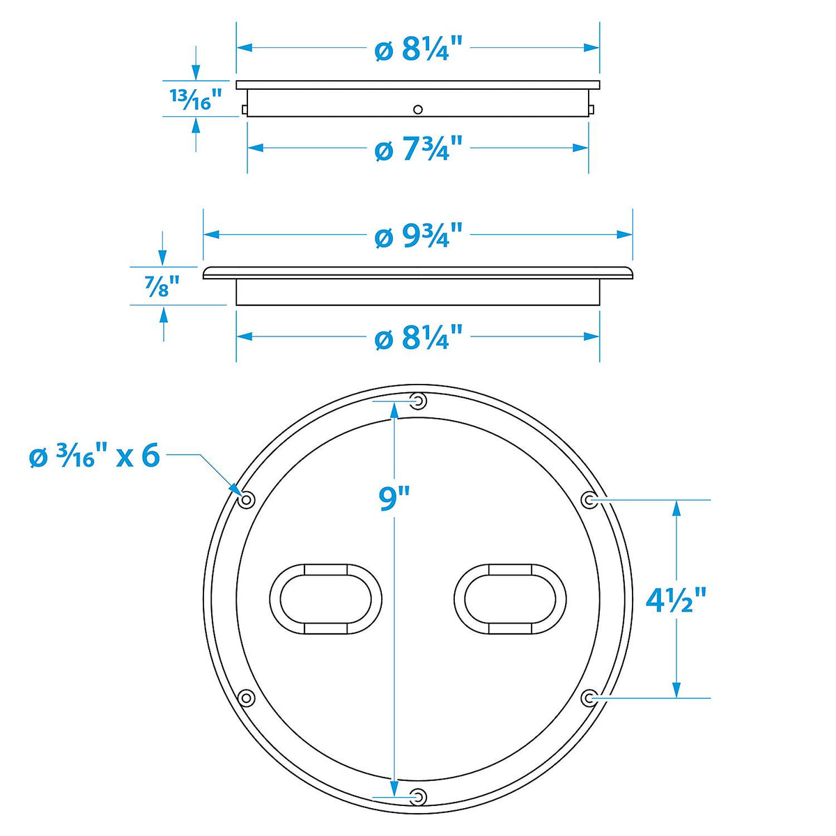 Polypropylene Twist ftNft Lock Deck Plate, White, 8in