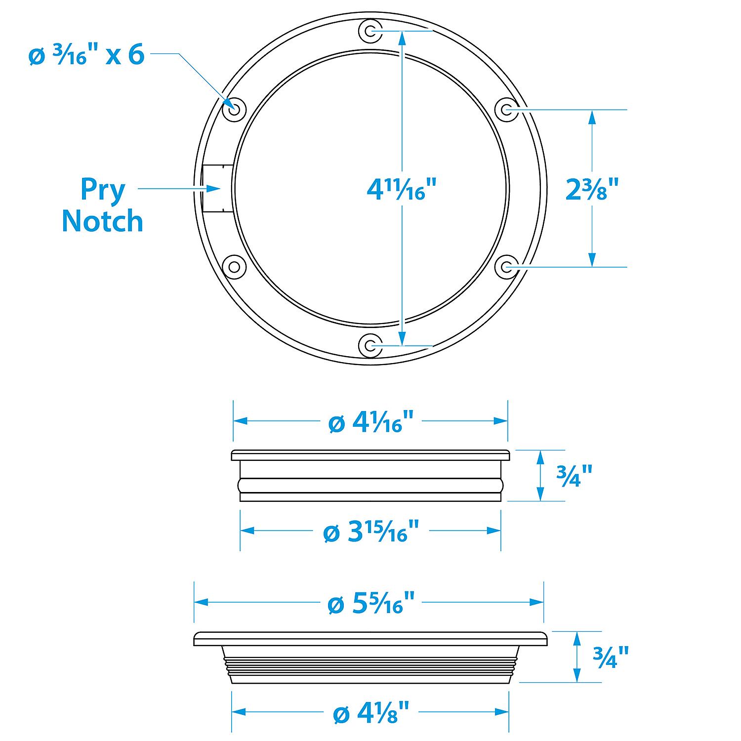 Polypropylene Pry-Up Deck Plate, White, 4in