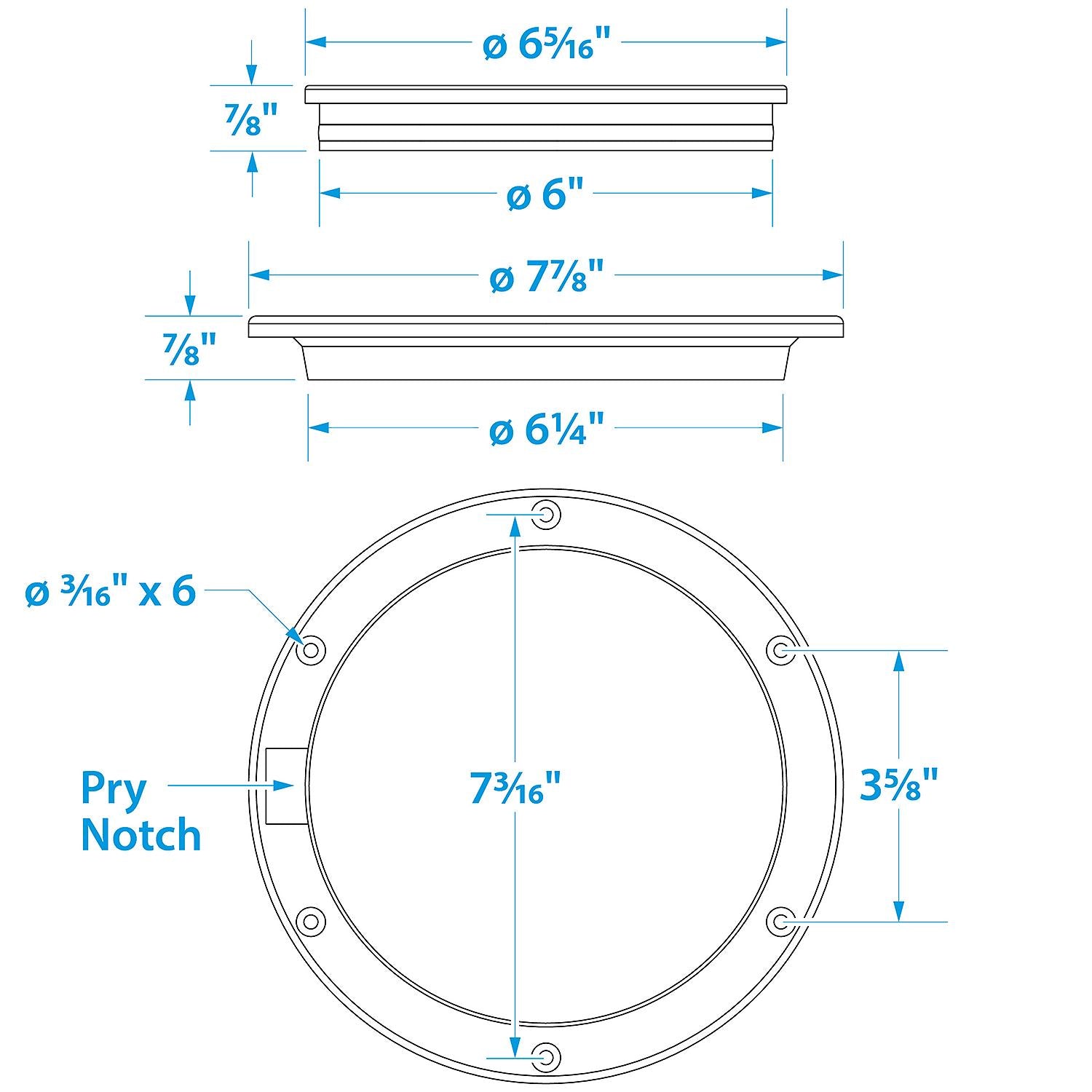Polypropylene Pry-Up Deck Plate, White, 6in
