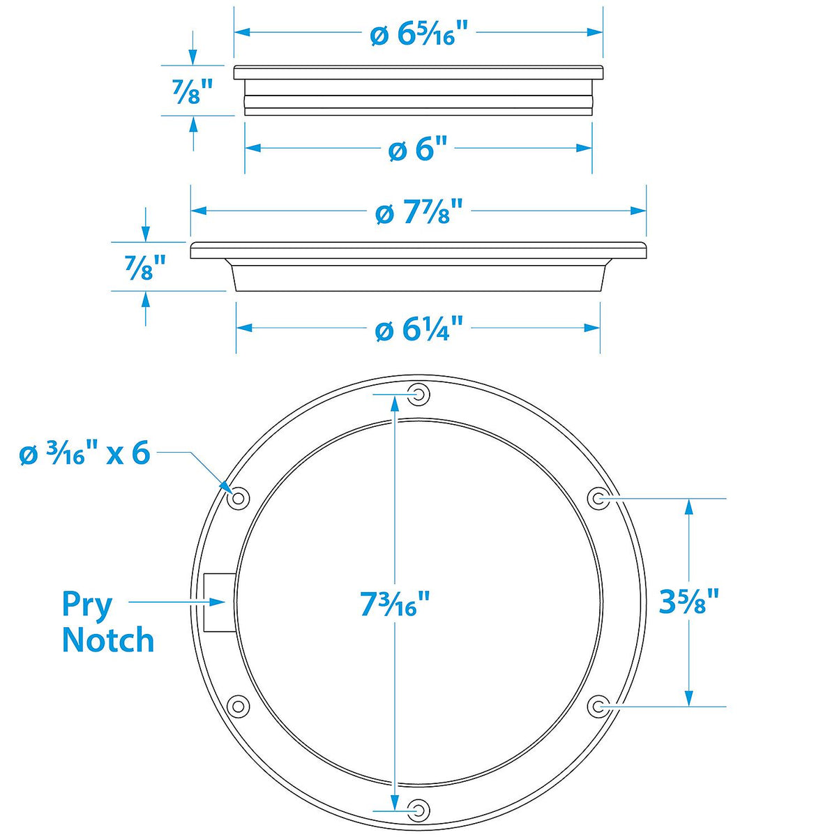 Polypropylene Pry-Up Deck Plate, White, 6in