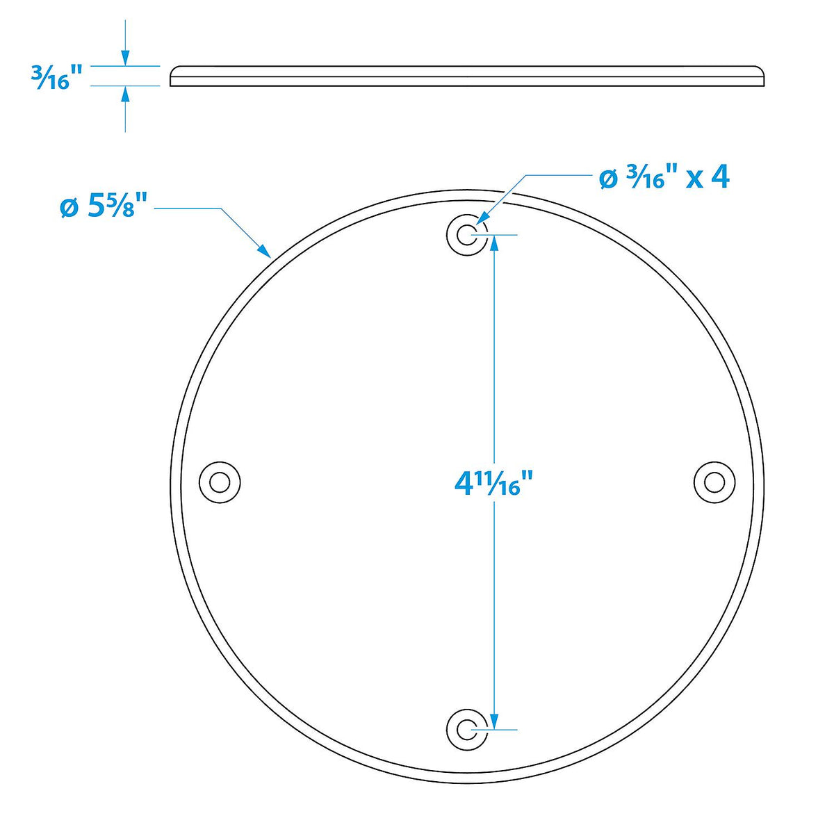Polypropylene Cover Plate, Arctic White, 5-5/8in