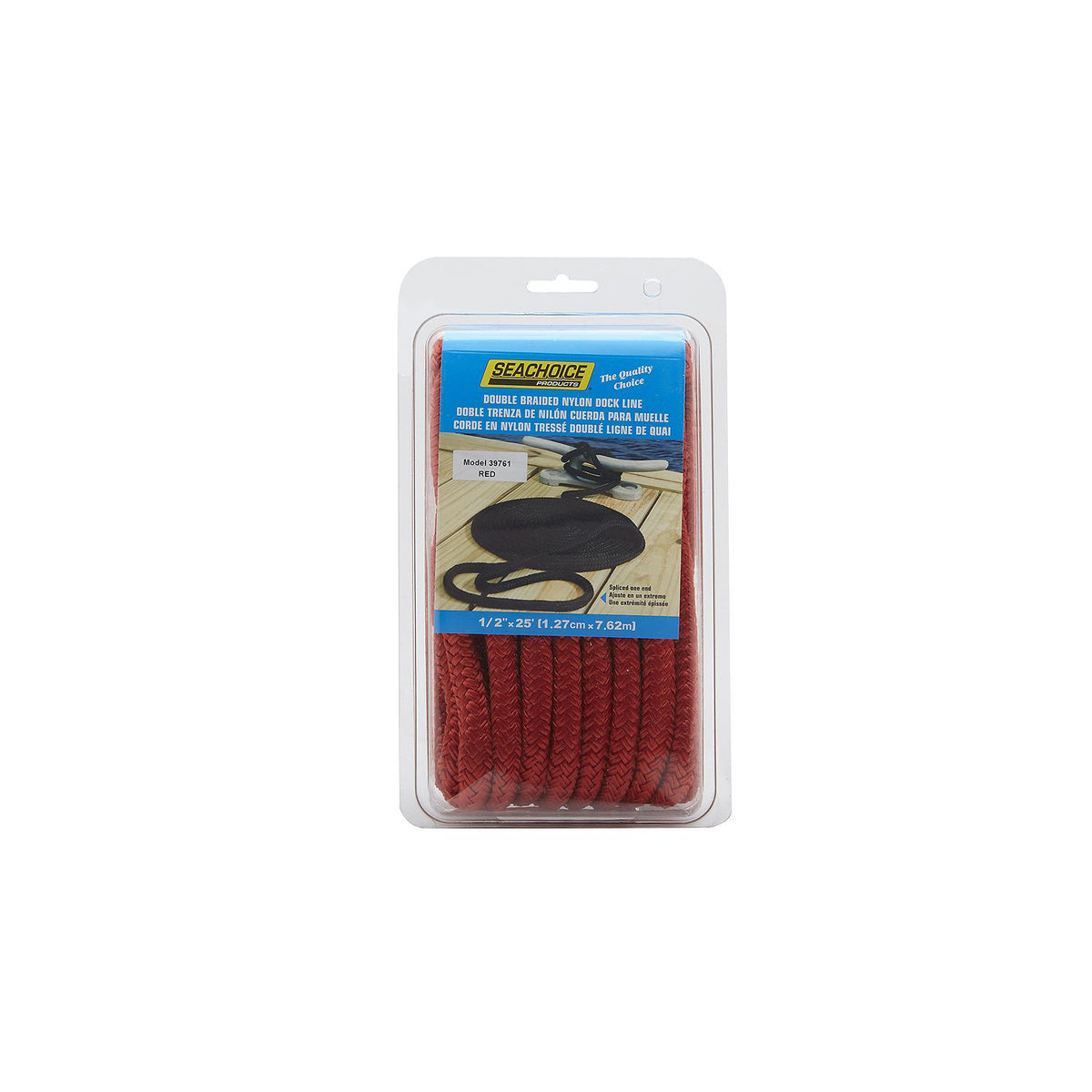 Double Braid Nylon Dock Line, Red, 1/2in x 25ft
