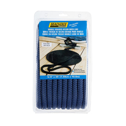 Double Braid Nylon Dock Line, Navy, 5/8in x 35ft
