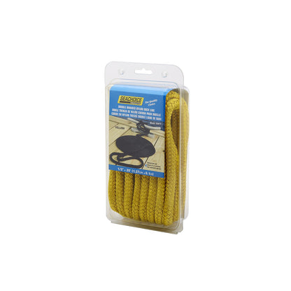 Double Braid Nylon Dock Line, Yellow, 1/2in x 20ft