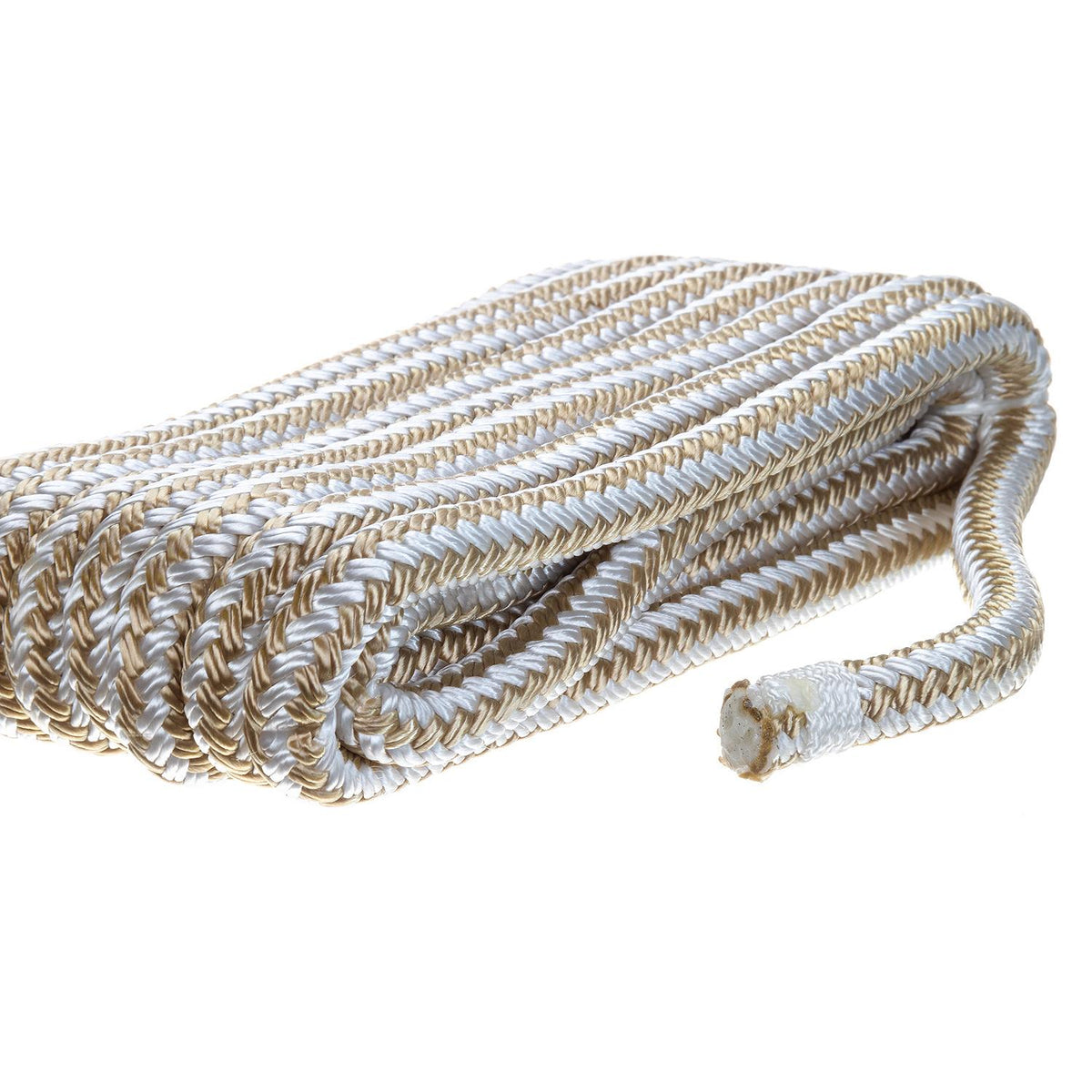 Double Braid Nylon Dock Line, Gold/White, 3/8in x 15ft