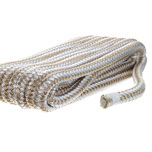 Double Braid Nylon Dock Line, Gold/White, 3/8in x 15ft