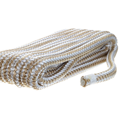 Double Braid Nylon Dock Line, Gold/White, 3/8in x 15ft
