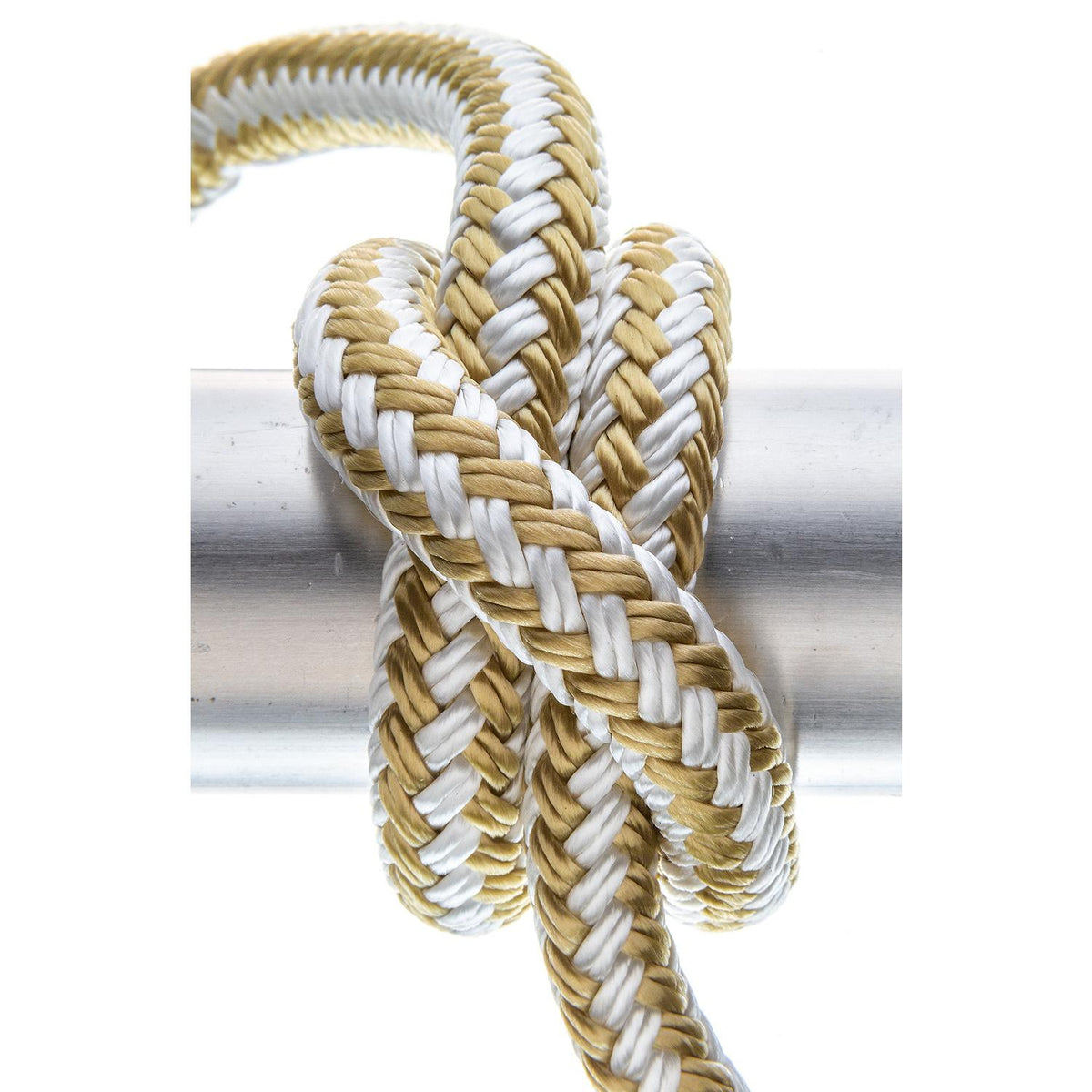 Double Braid Nylon Dock Line, Gold/ White, 1/2in x 15ft