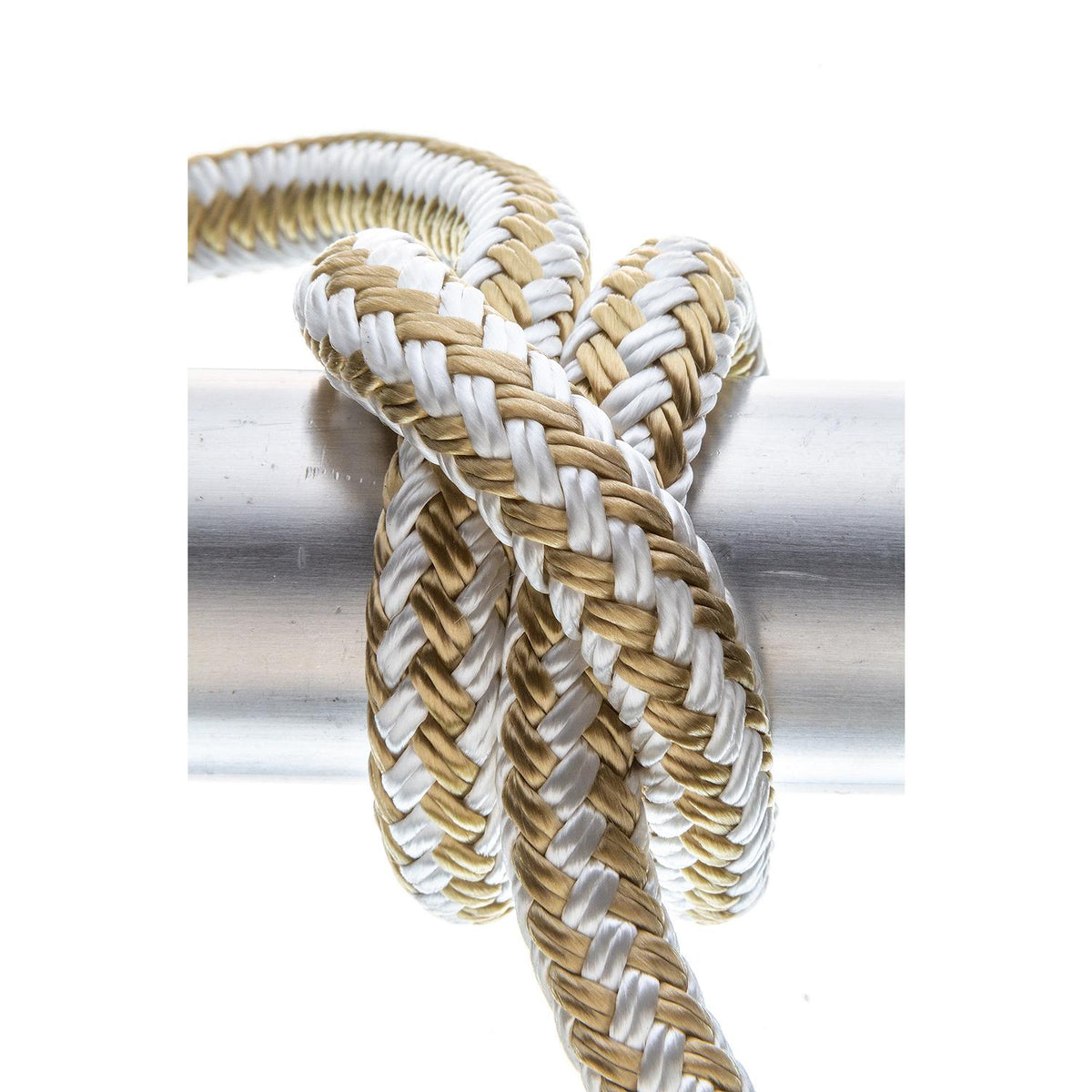 Double Braid Nylon Dock Line, Gold/White, 1/2in x 25ft