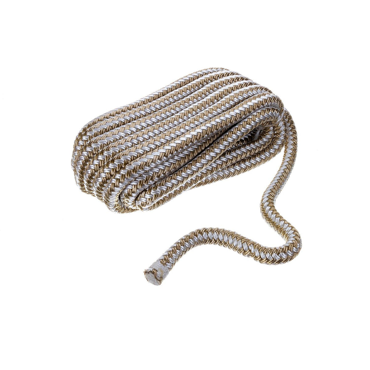 Double Braid Nylon Dock Line, Gold/White, 1/2in x 25ft