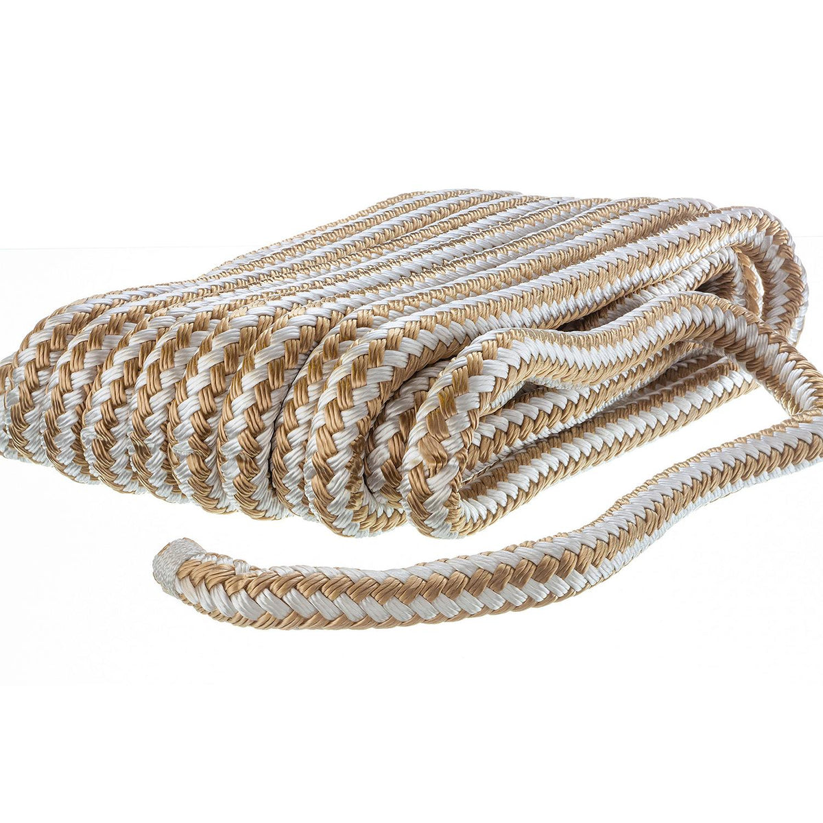 Double Braid Nylon Dock Line, Gold/White, 5/8in x 35ft