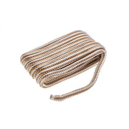 Double Braid Nylon Dock Line, Gold/White, 5/8in x 35ft
