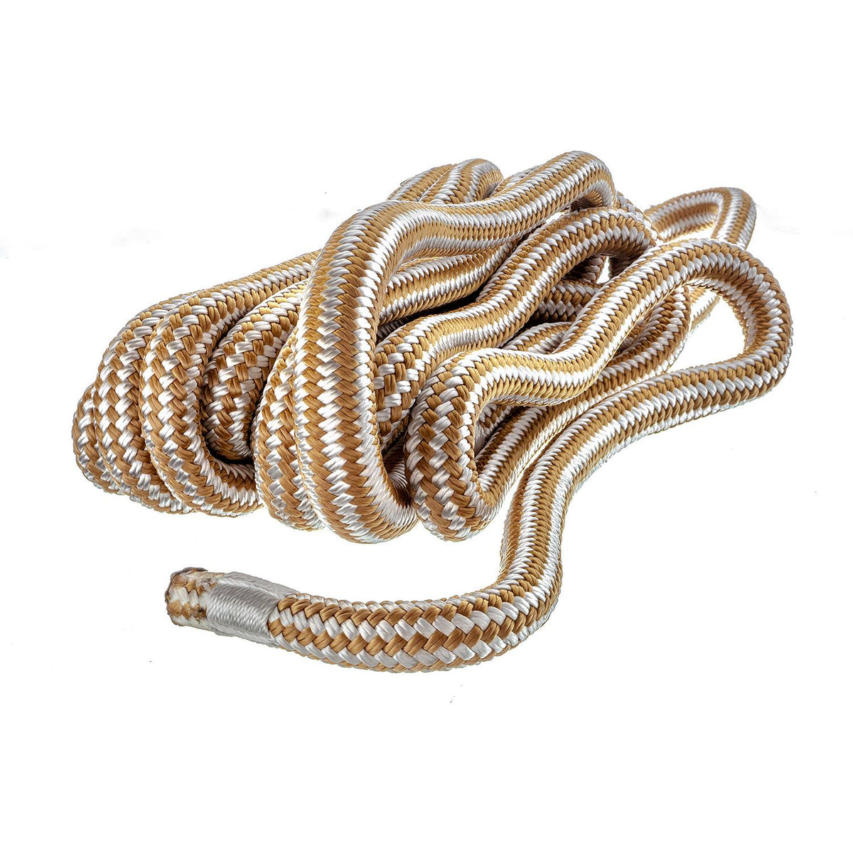 Double Braid Nylon Dock Line, Gold/ White, 5/8in x 20ft