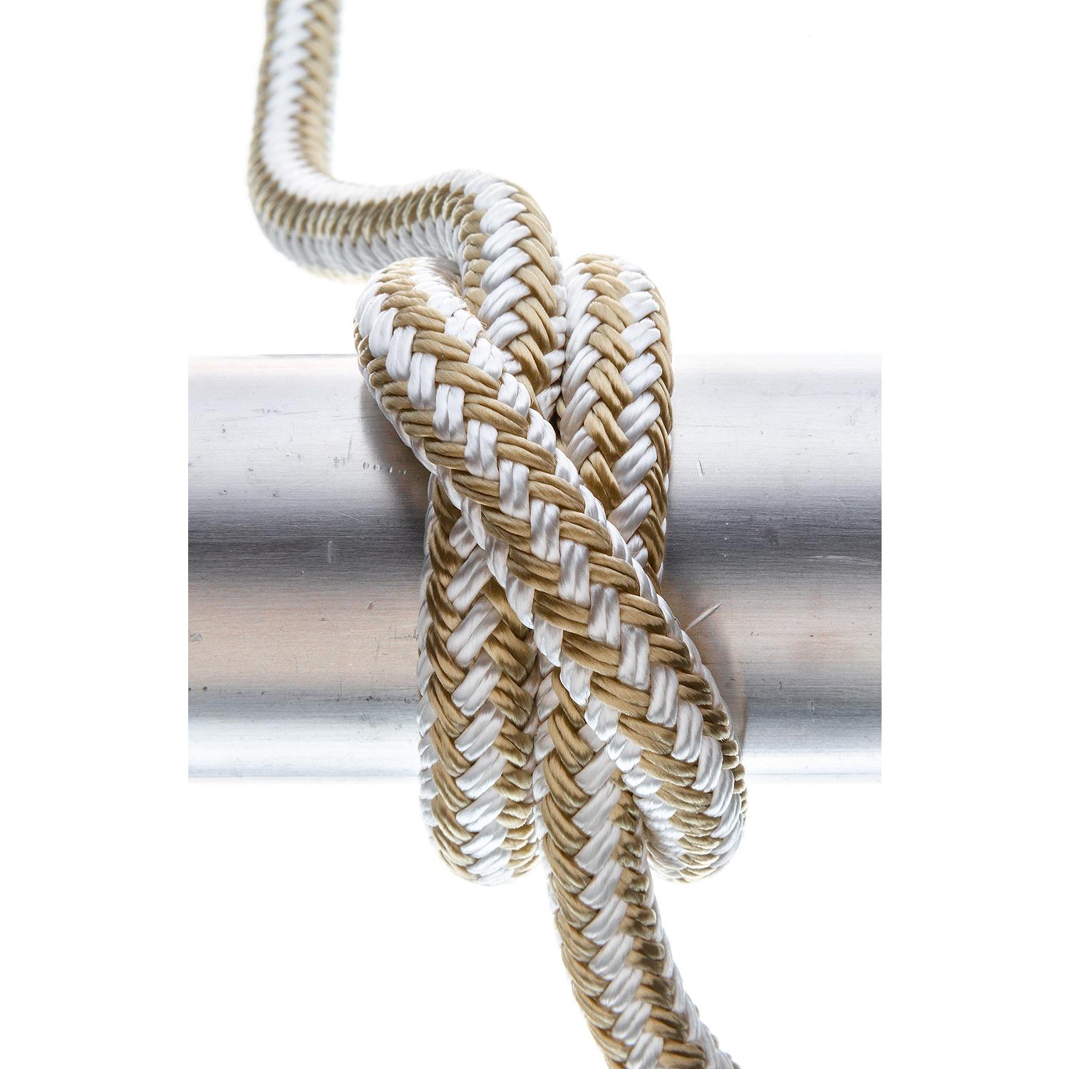 Double Braid Nylon Dock Line, Gold/White, 3/8in x 20ft