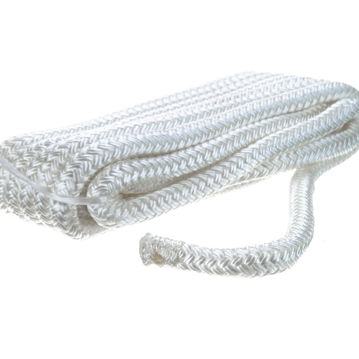 Double Braid Nylon Dock Line, White, 3/8in x 15ft