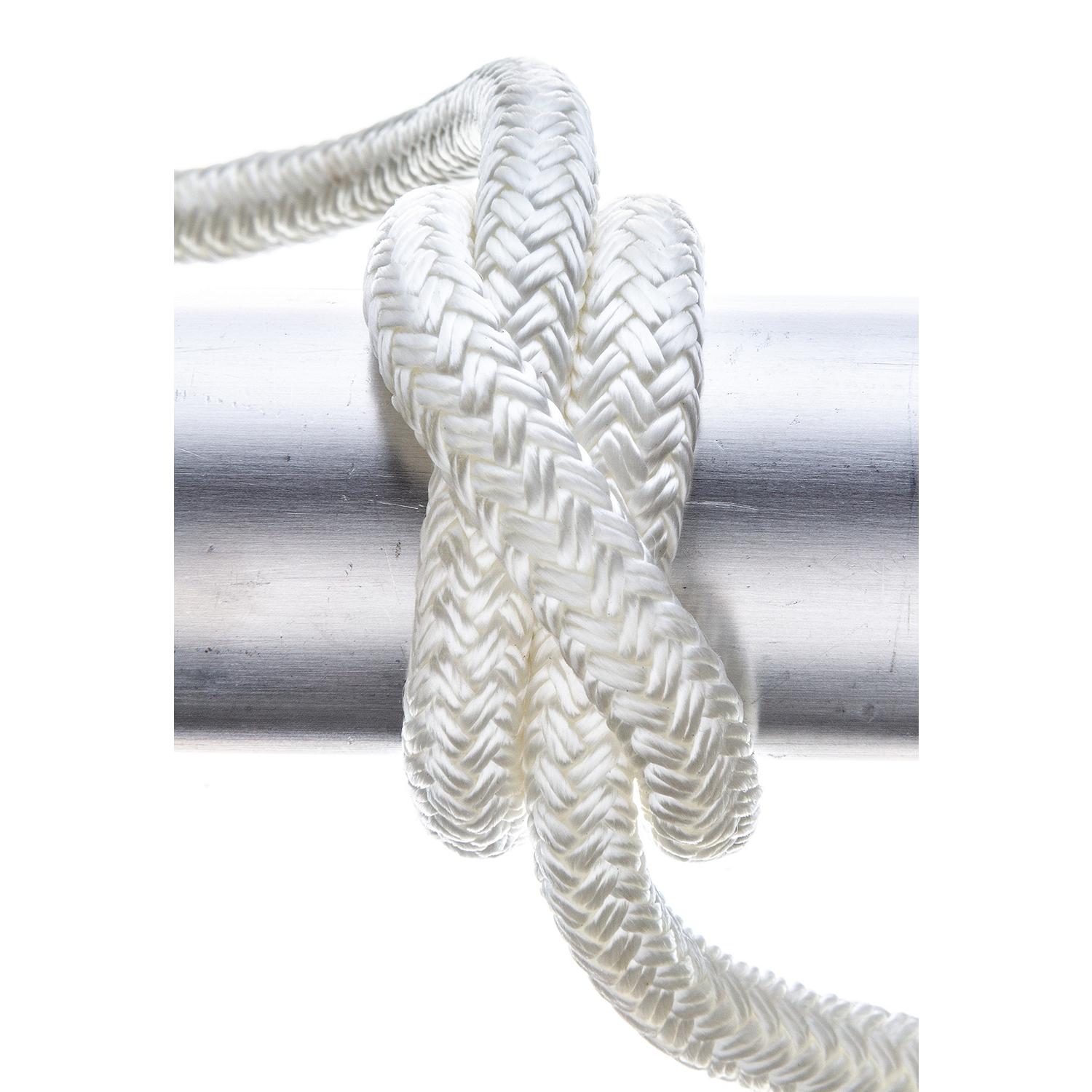 Double Braid Nylon Dock Line, White, 3/8in x 15ft