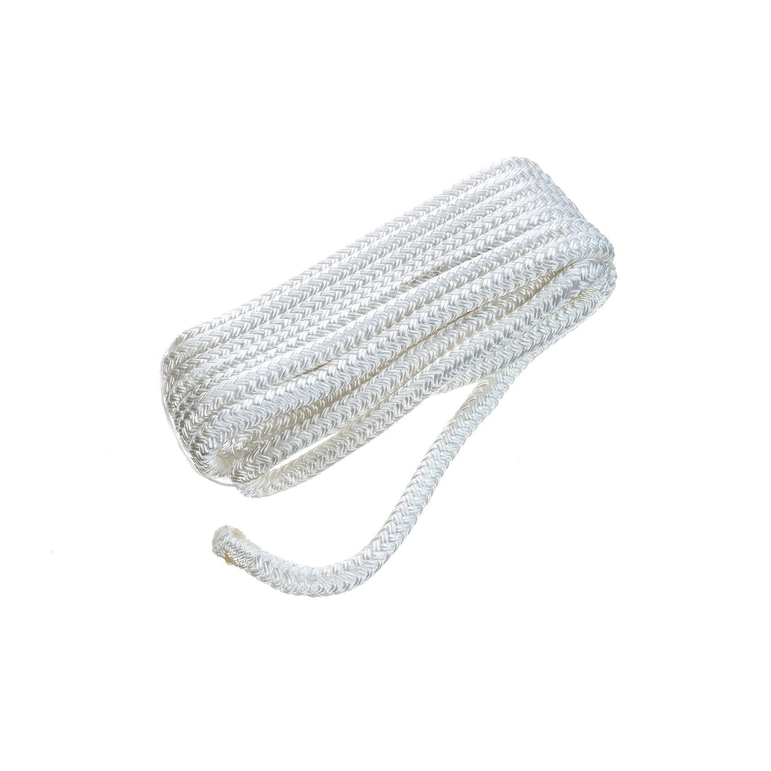Double Braid Nylon Dock Line, White, 3/8in x 15ft