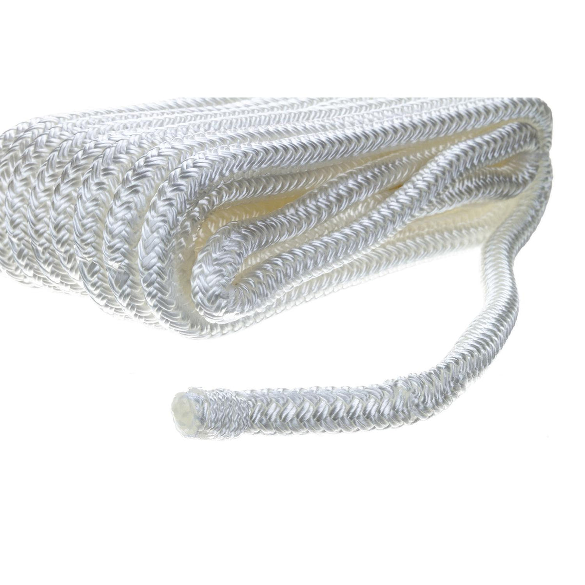 Double Braid Nylon Dock Line, White,3/8in x 20ft