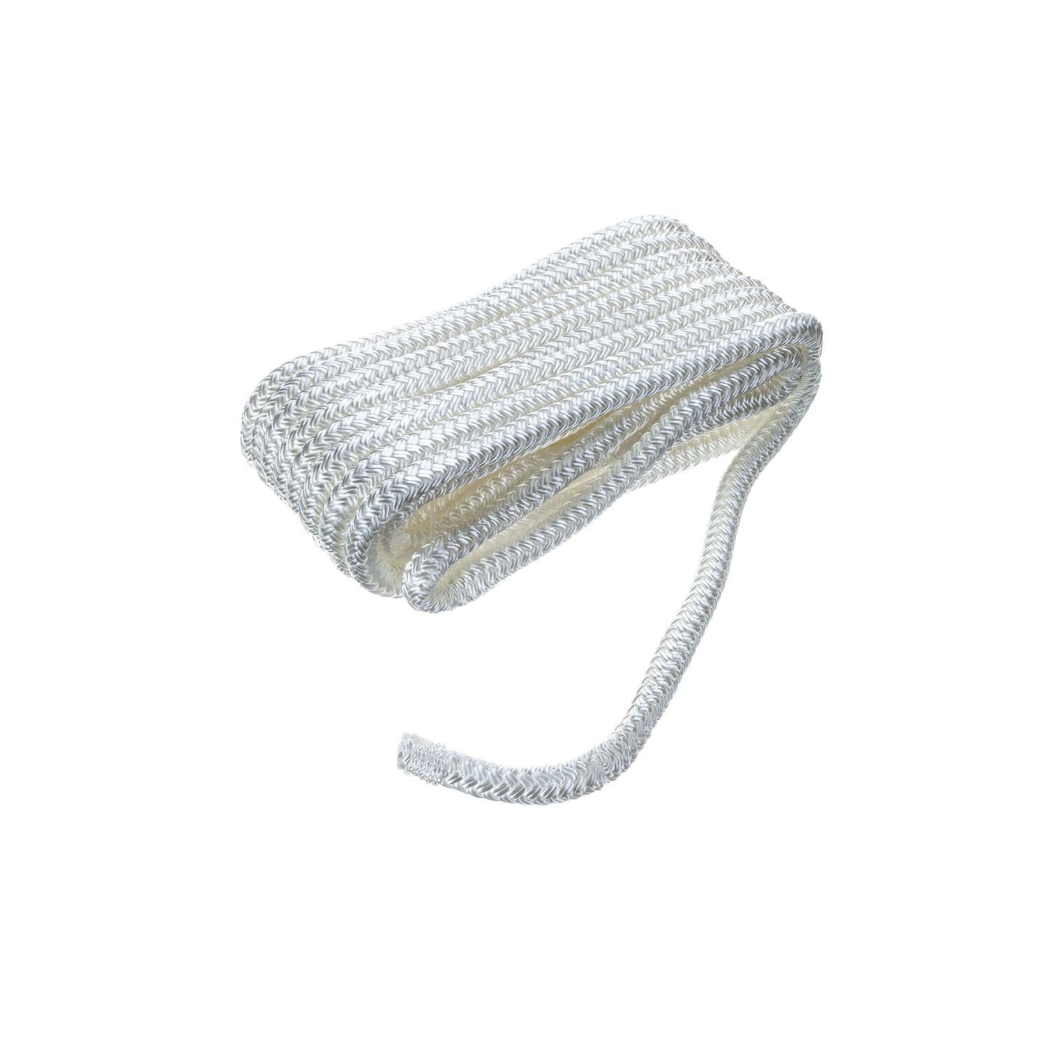 Double Braid Nylon Dock Line, White,3/8in x 20ft
