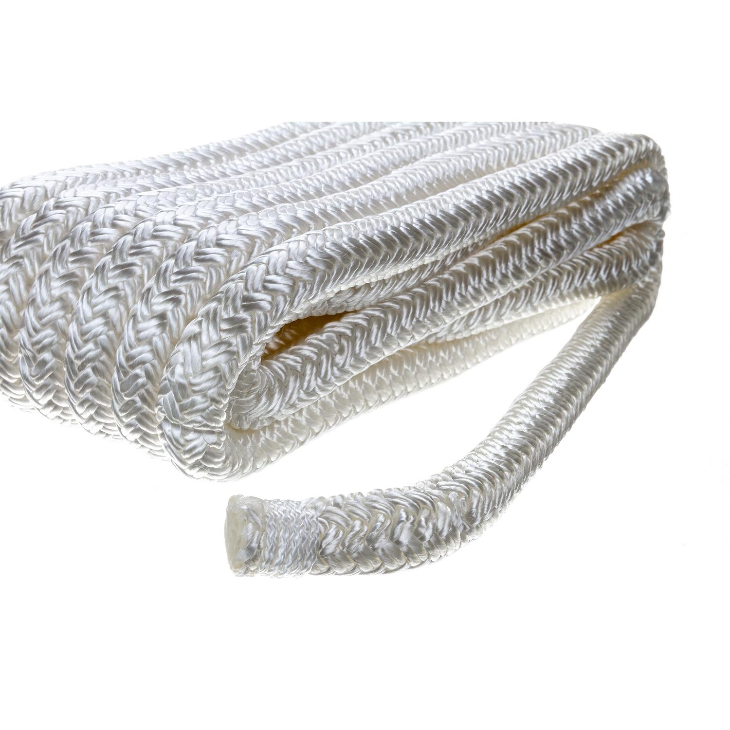 Double Braid Nylon Dock Line, White, 1/2in x 15ft