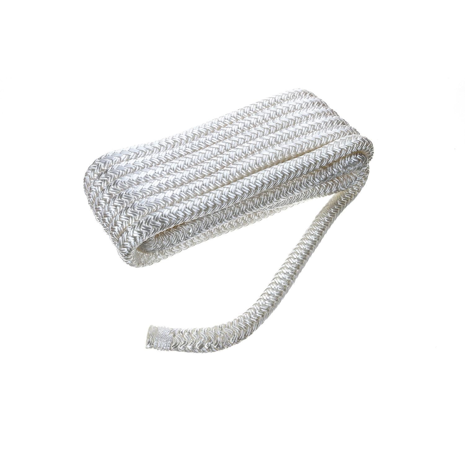 Double Braid Nylon Dock Line, White, 1/2in x 15ft