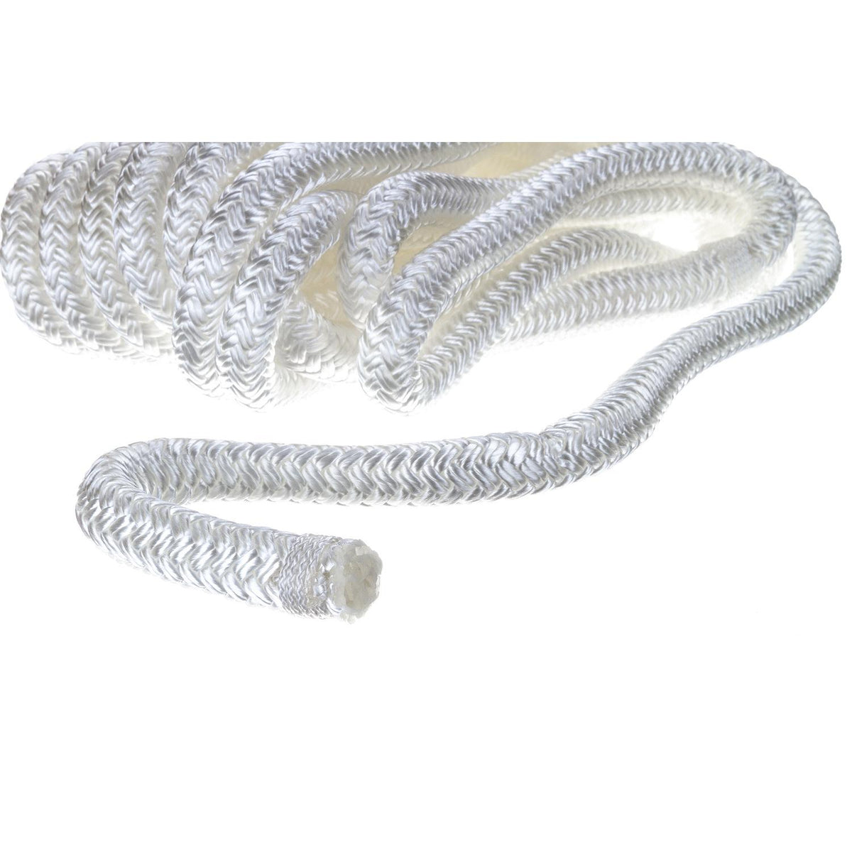 Double Braid Nylon Dock Line, White, 1/2in x 20ft