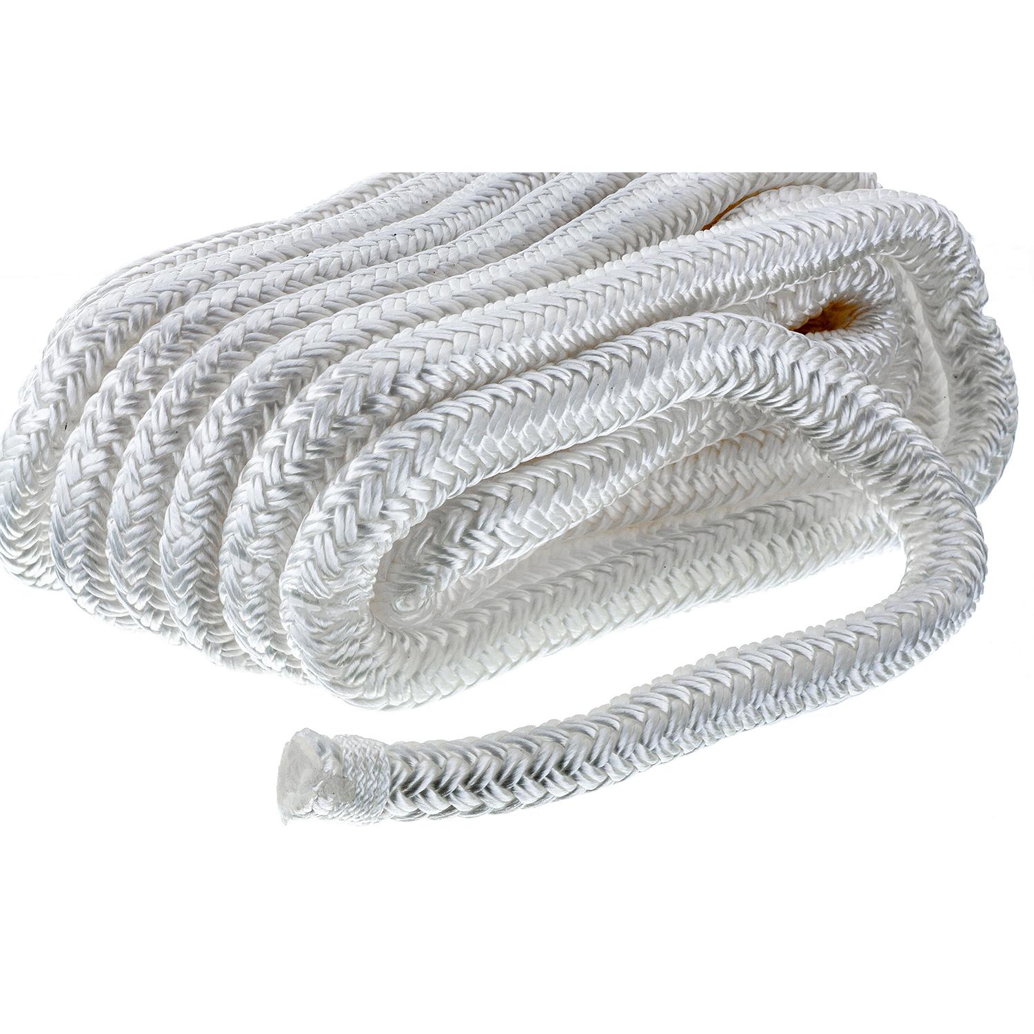Double Braid Nylon Dock Line, White, 1/2in x 25ft
