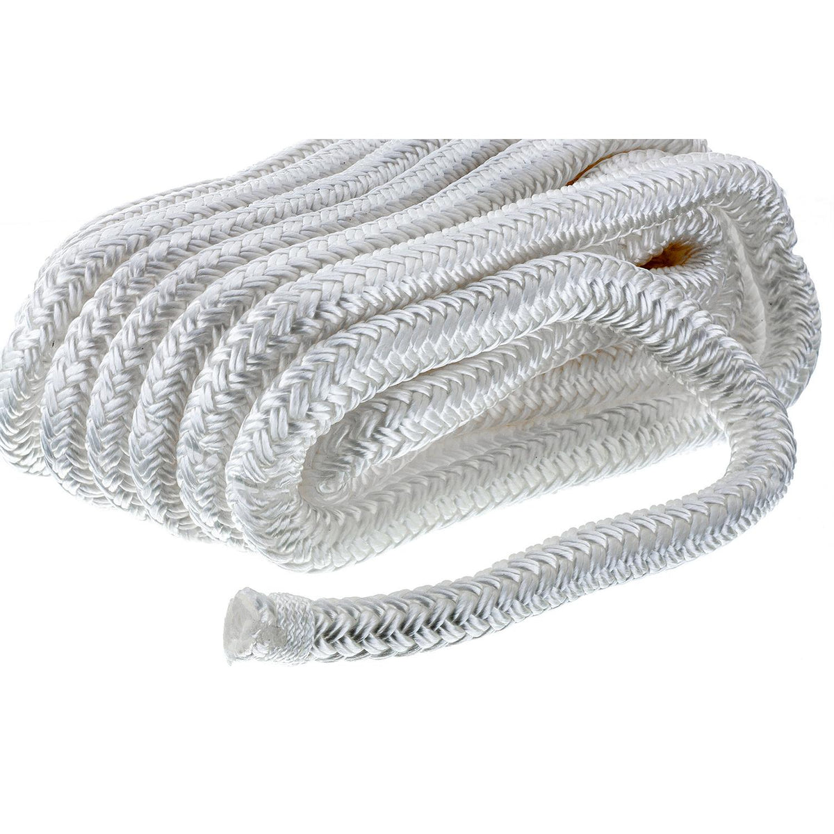Double Braid Nylon Dock Line, White, 1/2in x 25ft