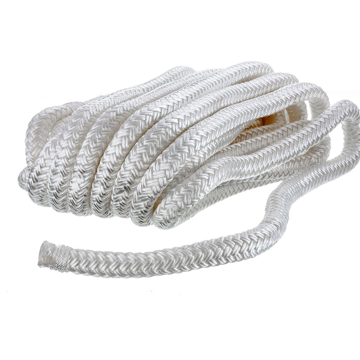 Double Braid Nylon Dock Line, White, 1/2in x 25ft