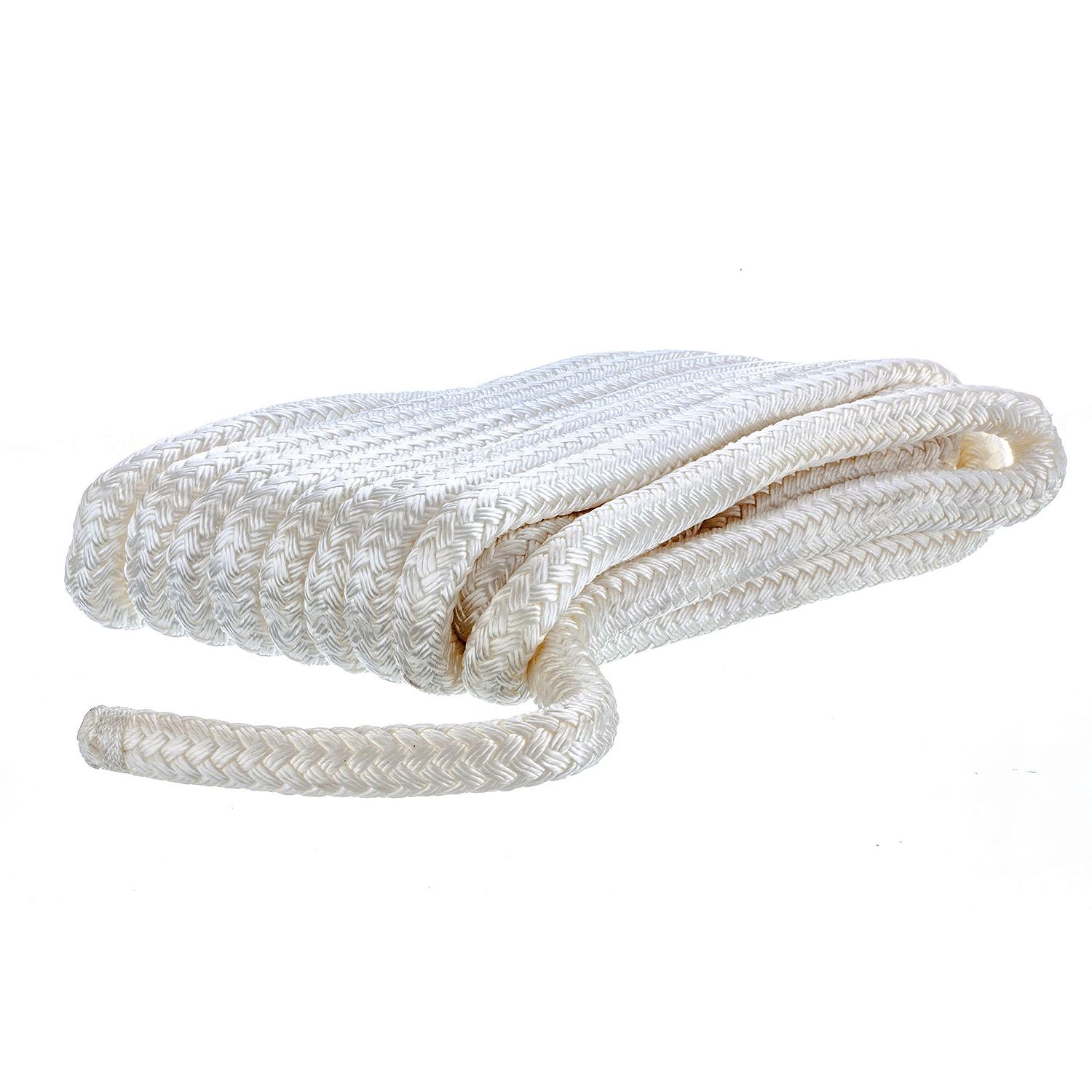 Double Braid Nylon Dock Line, White, 5/8in x 35ft