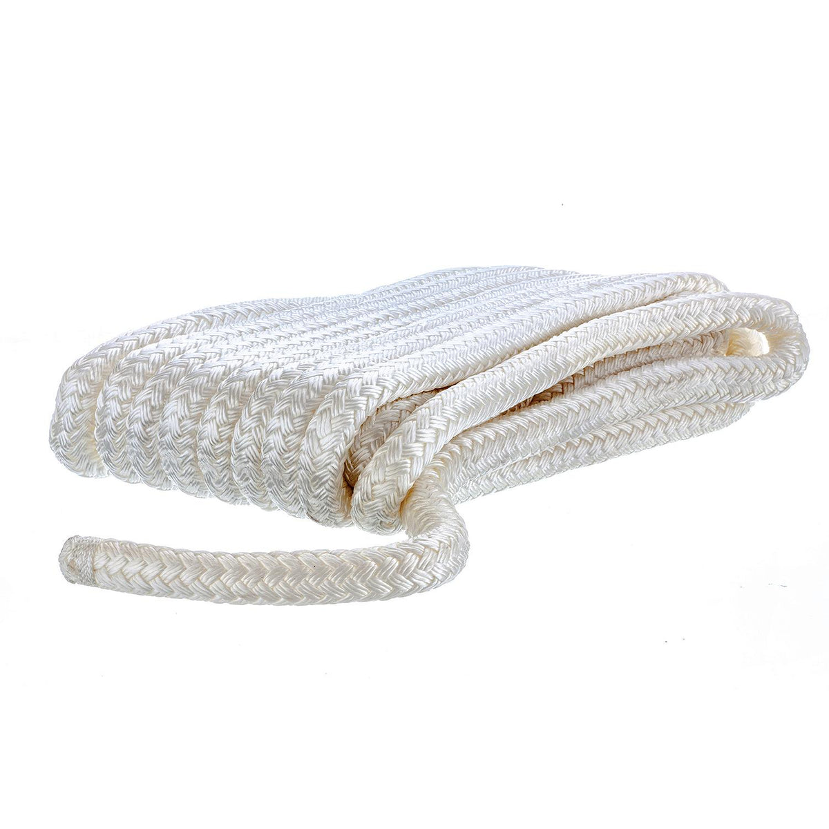 Double Braid Nylon Dock Line, White, 5/8in x 35ft