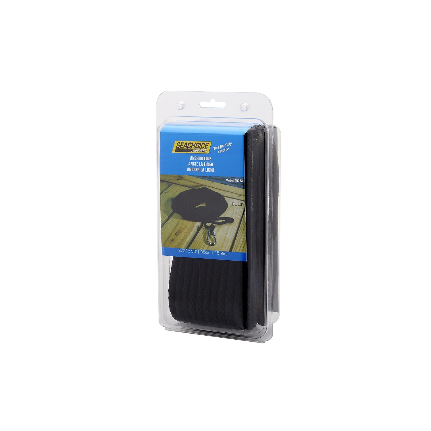 Solid-Braid Nylon Anchor Line, Black, 3/8in x 50ft