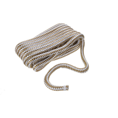 Double Braid Nylon Dock Line, Gold/ White, 1/2in x 20ft