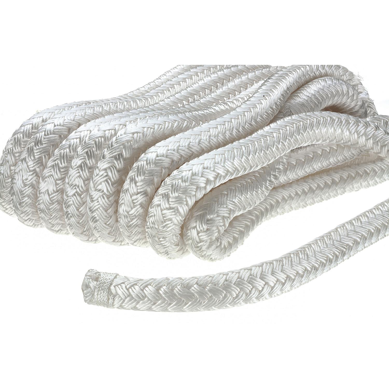 Double Braid Nylon Dock Line, White, 5/8in x 25ft