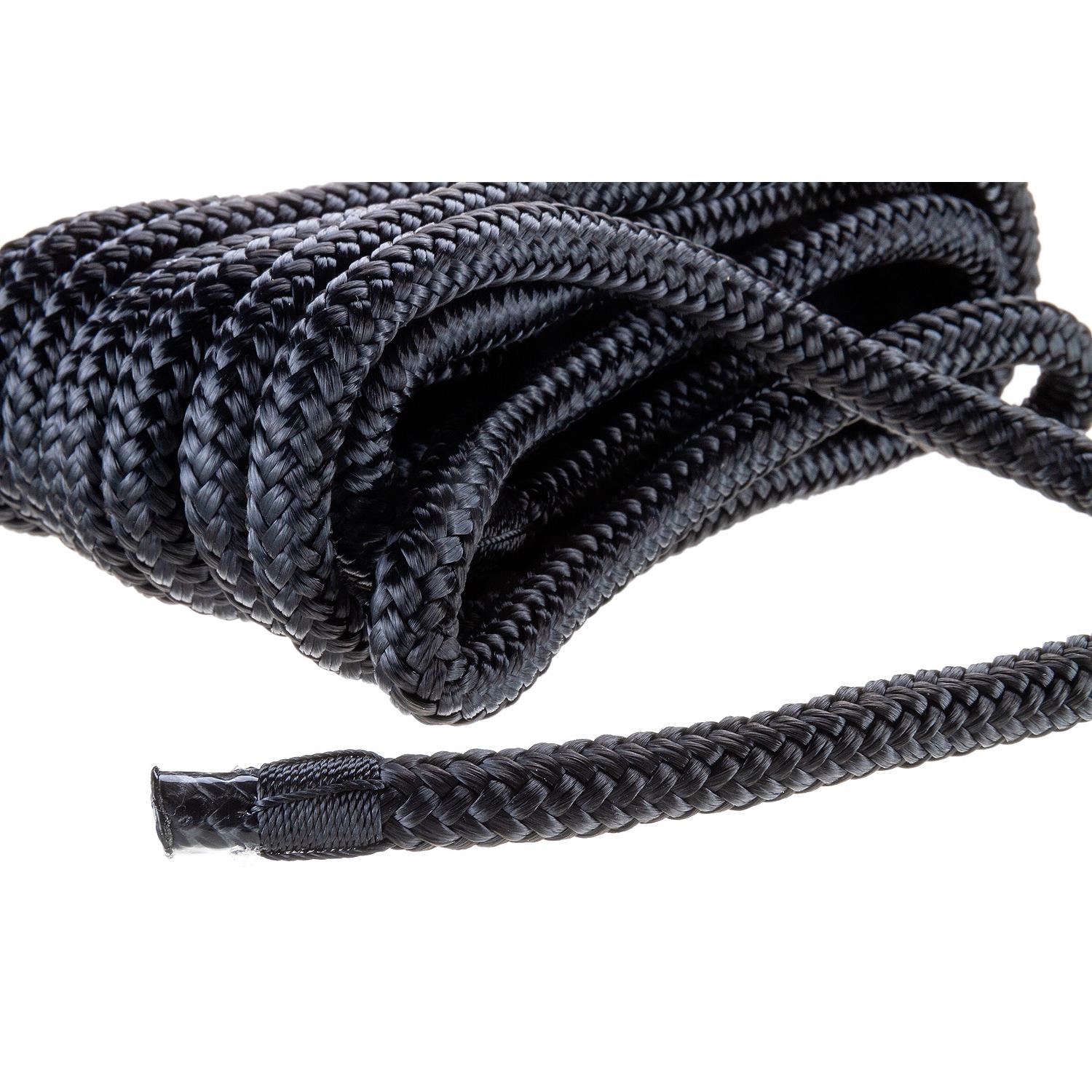 Double Braid Nylon Dock Line, Black, 3/8in x 20ft