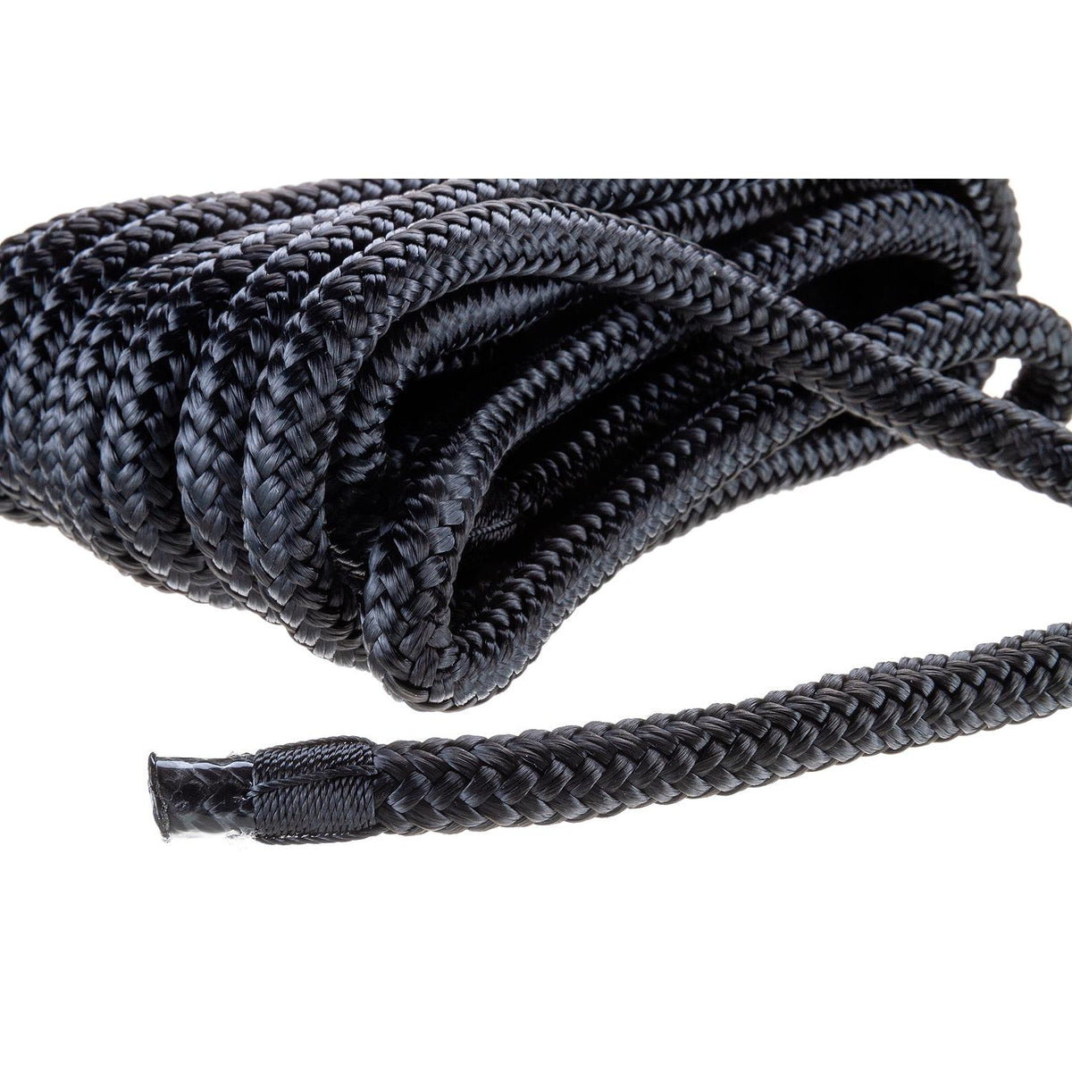 Double Braid Nylon Dock Line, Black, 3/8in x 20ft