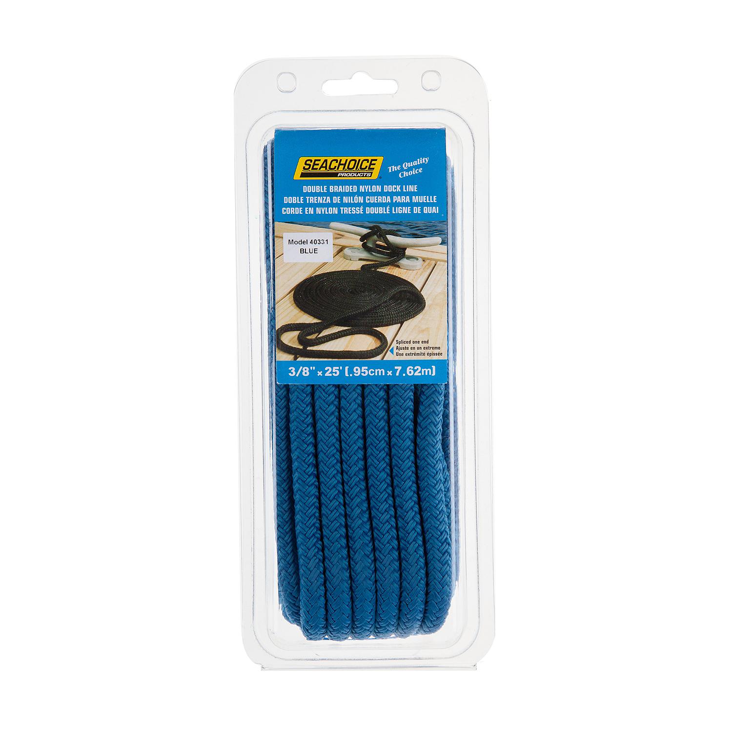 Double Braid Nylon Dock Line, Blue, 3/8in x 25ft